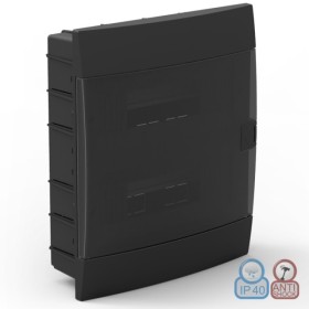 24 Modules Flush Mount Distribution Box Black