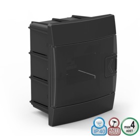 4 Modules Flush Mount Distribution Box Black