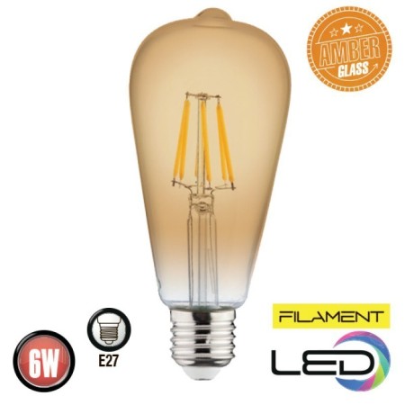 10x pcs. LED Filament Bulb RUSTIC VINTAGE-6 6W E27 2200K