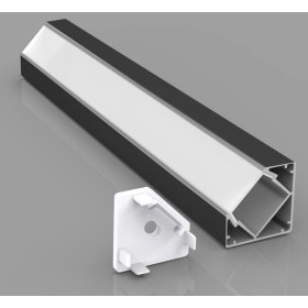 C1 Corner Type Aluminium Profile 3meter for LED-Strips, Black PROFILE-C1