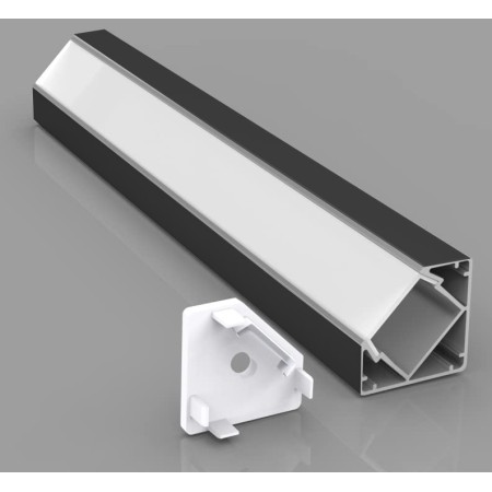 C1 Corner Type Aluminium Profile 3meter for LED-Strips, Black PROFILE-C1