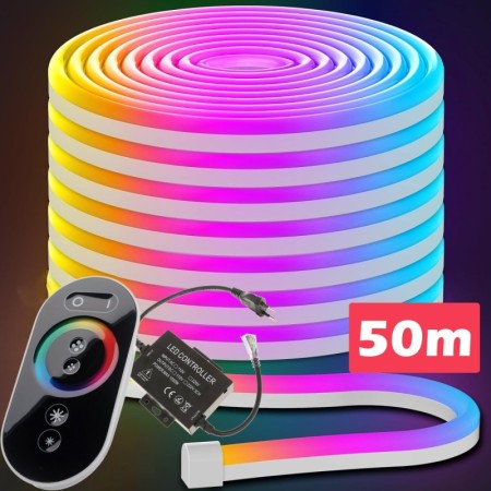 50m LED-Strip Neon Flex RGB SET Waterproof 9W/m